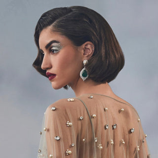 Anaum - Cubic Zirconia Emerald Green Dangle Earrings