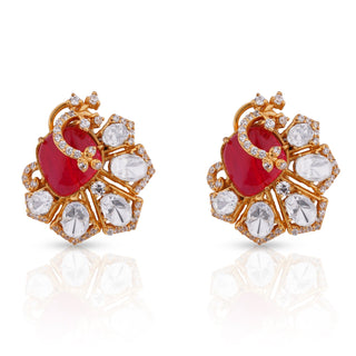 Akriti - Red Peacock Royale Studs