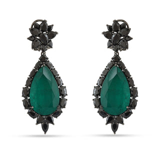 Mevish - Black stone dangler earrings