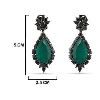 Mevish - Green stone dangler earrings