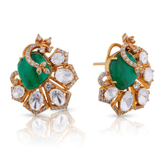 Akriti - Emerald Green Peacock Royale Studs