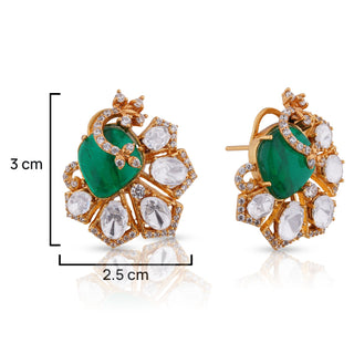 Akriti - Emerald Green Peacock Royale Studs