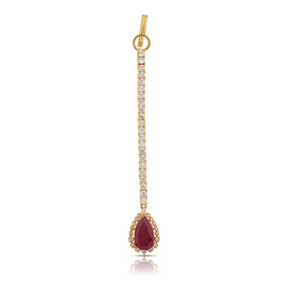 Ghadah - Cubic Zirconia Ruby Red Maang Tikka