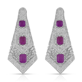 Alizeh - Purple Doublet Stone Dangler Earrings