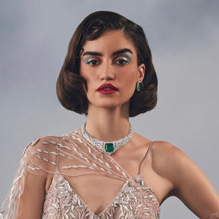 Ammarah - Green Stone Centred CZ Necklace Set