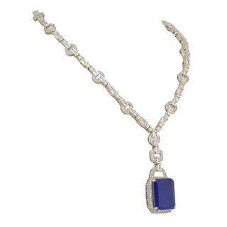 Iffat - Cubic Zirconia Blue Necklace Set