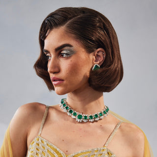 Basaaria - Green Doublet Stone Necklace Set