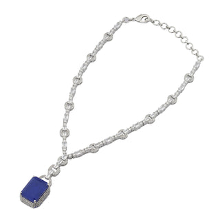 Iffat - Cubic Zirconia Blue Necklace Set