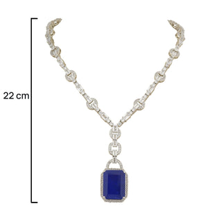 Iffat - Cubic Zirconia Blue Necklace Set