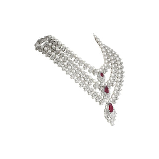 Amira - Ruby Red Multi-Layer Necklace Set