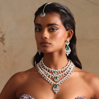 Amira - Ruby Red Multi-Layer Necklace Set