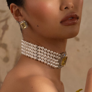 Serena - Yellow Stone Pearl Choker Set