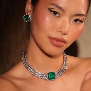 Lila - Emerald Ruby Red Stone Choker
