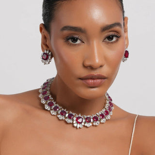 Basaaria - Ruby Red Necklace Set