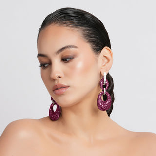 Irem - Pink CZ Dangler Earrings