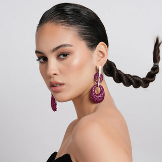 Irem - Pink CZ Dangler Earrings