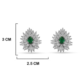 Farisha - CZ & Green Stud Earrings