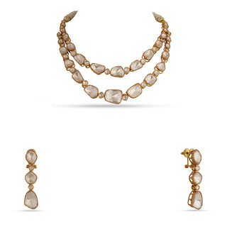 Double Layer Polki Necklace Set