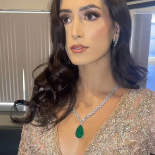 Amilah - Emerald Green Single Stone Necklace Set