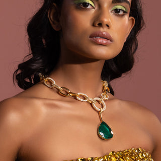 Green Stone Chain Necklace