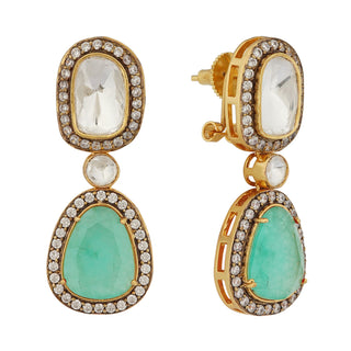 Raaya - Polki and Mint Green Stone Necklace Set