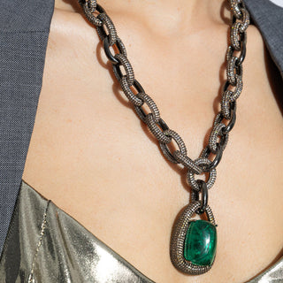 Aneezah - Cubic Zirconia Green Stone Necklace