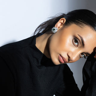 Farisha - CZ & Green Stud Earrings