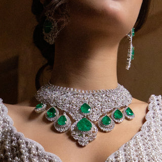 Alya - Green Stone Necklace Set