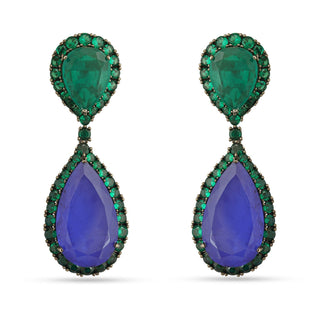 Flora -  Green and Blue Doublet Drop Earrings