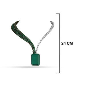 Ilaaf - Emerald Green Doublet & CZ Necklace Set