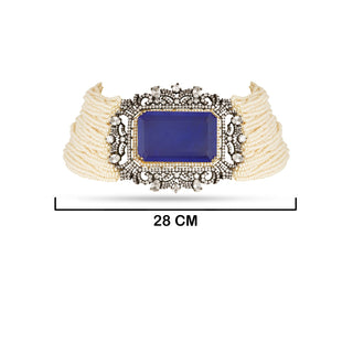Elyanna-  Blue Doublet Stone & Pearl Choker Set