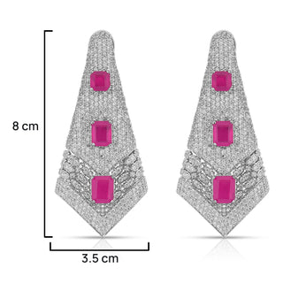 Alizeh - Pink Stone Dangler Earrings