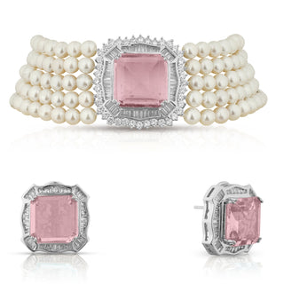 Pink Pearl Choker Set
