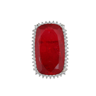American Diamond Red Stoned Ring