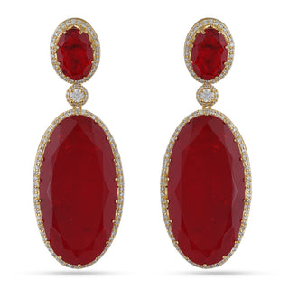 Red Ruby Stone Gold Earrings